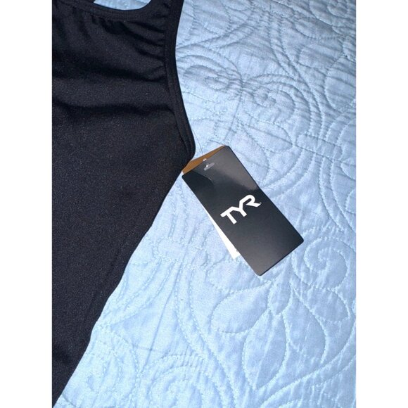 TYR Girls Solid Maxfit Swimsuit Size L (10/12) Black/Pink - Picture 3 of 5